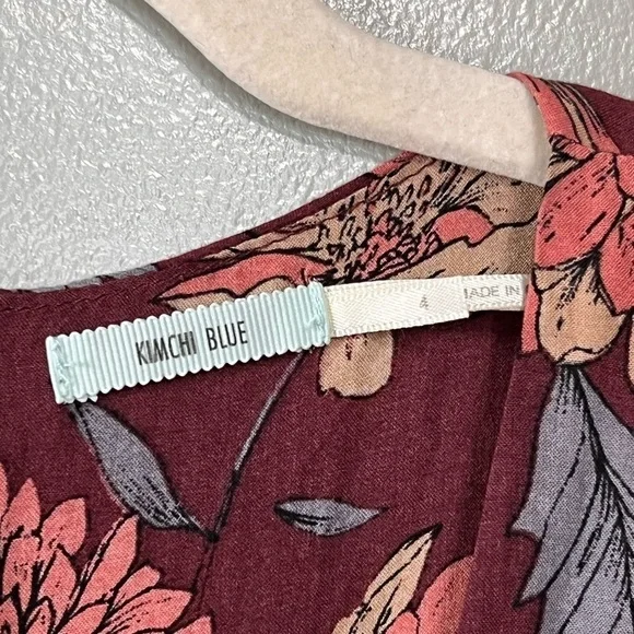 Urban Outfitters Kimchi Blue Burgundy Floral Skort Romper size 4 - Picture 5 of 9